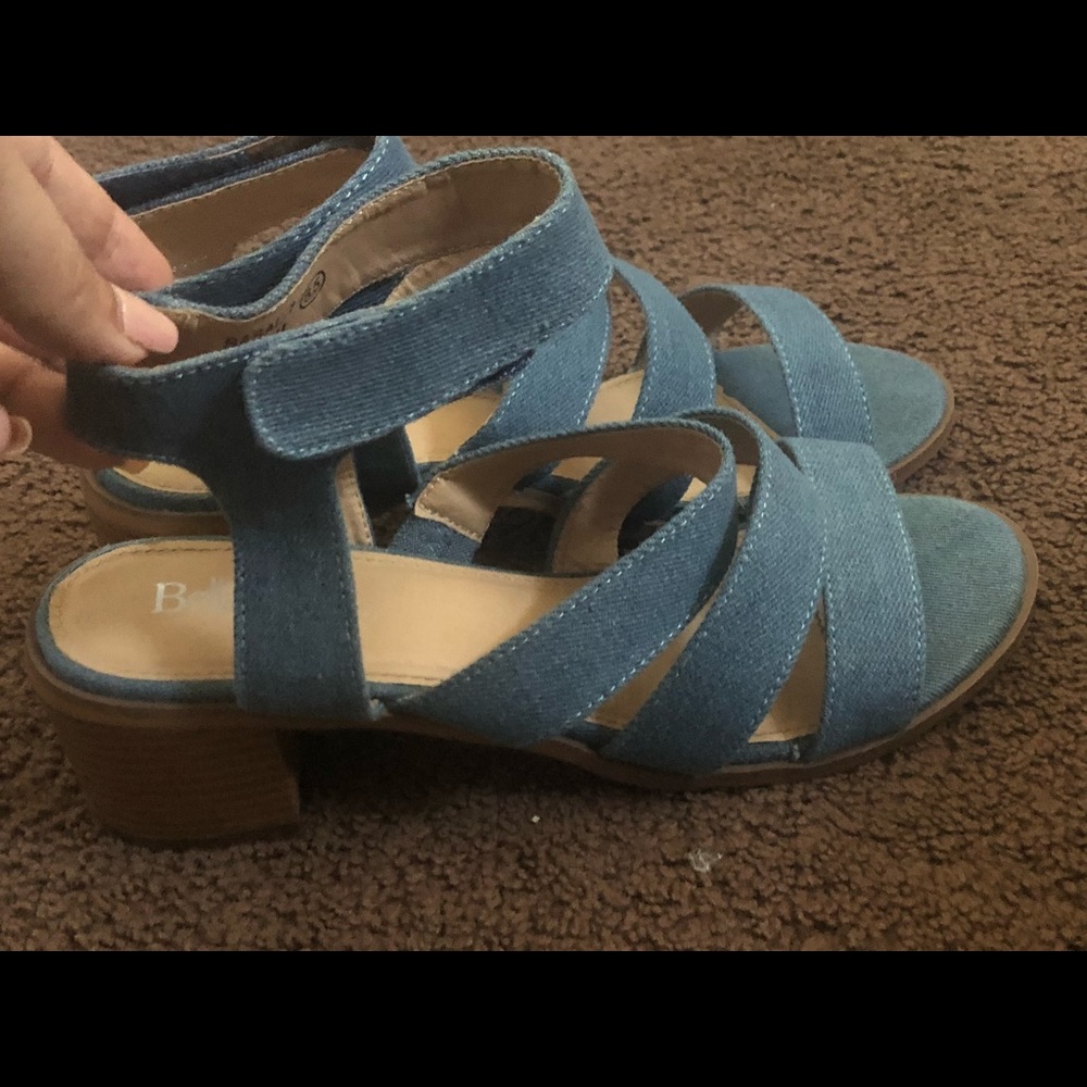 Denim strappy sandals
